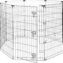 Amazon Basics Foldable Octagonal Metal Exercise Dog Playpen, Indoor/Outdoor, Single Door, 8 Panels, 24 x 42 Inches, Portable Pet Fence, Large, Black