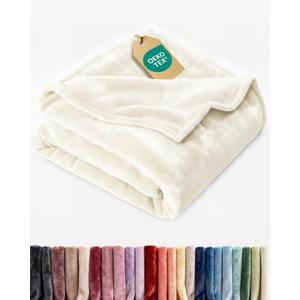 Ultra Soft Fleece Blanket King Size - Flannel Fleece Luxury King Blanket - Lightweight for Couch Bed Chair - Thick, Warm and Breathable - All Season Cozy Fuzzy, Anti-Static Microplush Bedding, Ivory