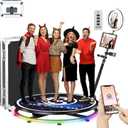 360 Photo Booth with Flight Case Extra Free Battery Pack+Power Bank+Ring Light+Free Custom Logo,YCKJNB 360 Photo Booth Machine with Software Wireless Control Automatic Spin for 5-7 People(39.4"/100CM)