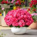 ATTGREAT Artificial Geraniums for Outdoors Faux Plants UV Resistant Flowers Outside Fake Silk Flowers Bulk Realistic Plastic Greenery for Home Porch Planter Patio Decor, 6 Bundles (Rose Red)
