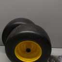 AR-PRO (2-Pack) 13x6.50-6 Flat Free Tire and Wheel, Replacement Solid Smooth Tires for Zero Turn Riding Lawn Mower Front Wheels, 5.5"-7.8" Centered Hub, 3/4" Bearings extra 5/8" & 1/2" Bushings (Yellow(Smooth Tread))