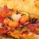 YARIEW 51 Pcs Assorted Small Artificial Pumpkins with Fake Maple Leaves Pinecones Acorns Thanksgiving Fall Harvest Decoration Set Decorations for Table Centerpiece Wreaths Wedding