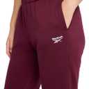 Reebok Women's Cinch-Bottom Sweatpant, Standard Fit, Midweight Cotton-Poly Fabric (Large, Black Cherry - Internal Drawstring)