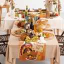 13" x 72" Thanksgiving Turkey Table Runner - Happy Thanksgiving - Rustic Farmhouse Kitchen Dining Coffee Tabletop Decoration - Fall Maple Leaves Table Runner Dresser Scarves for Home Party - A09