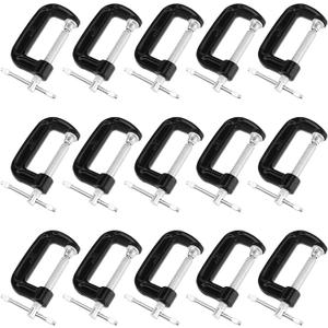 15PCS 2 Inch G Clamp, Black Metal C Clamps, 50mm Jaw Opening Small Screw Clamps Set for Assembly