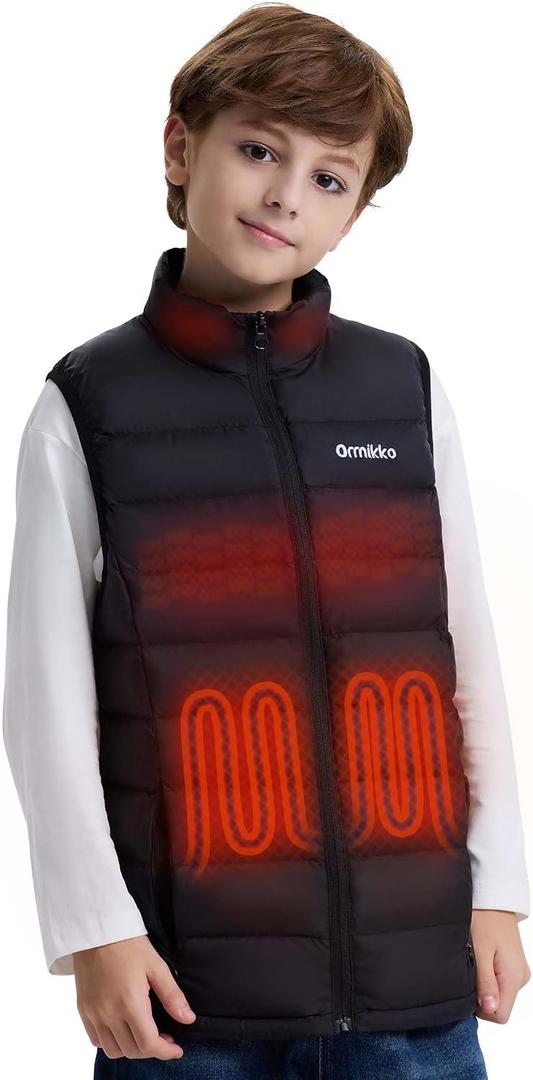 Kids Heated Vest with Battery Pack - 7.4V Rechargeable Lightweight Heated Vest, Boys Girls Electric Heated Coat, Large