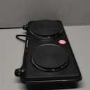Elite Gourmet EDB-302BF Countertop Double Cast Iron Burner, 1500 Watts Electric Hot Plate, Temperature Controls, Power Indicator Lights, Easy to Clean, Black