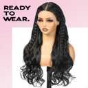Black Braided Long Curly Wig, 13x4 Lace Front Synthetic Wig with Baby Hair, Natural-Looking Heat Resistant Hair for Daily Use 22IN (#1)