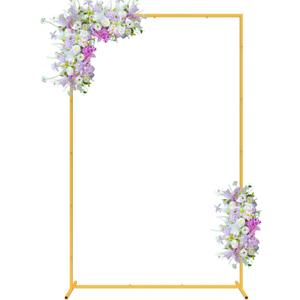 6.6FT x 4FT Wedding Arch Backdrop Gold Square Backdrop Stand Metal Balloon Arch Stand Rectangular Frame for Birthday Party Baby Shower Anniversary Decoration, 6.6 FT x 4.0 FT