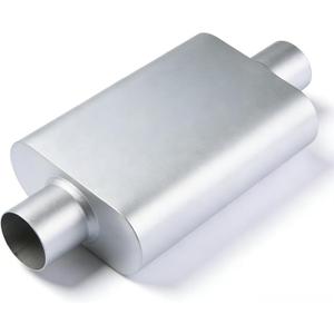 Universal 3"(ID) Dual Chamber Exhaust Muffler 17" Overall Length, Aggressive Deep Sound, Silver Anti-Corrosion Finish for Car, SUV, Truck (Inlet/Outlet 3")