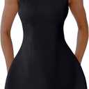 YMDUCH Women's Sexy Sleeveless Crew Neck Backless A-line Party Short Mini Dress