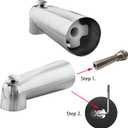 SENTO Slip On Silver Universal Bathroom Tub Spout with Diverter, Durable Heavy Duty Metal Bathtub Faucet with Shower Diverter - 7 Inches 1/2" Copper Pipe, Polished Chrome