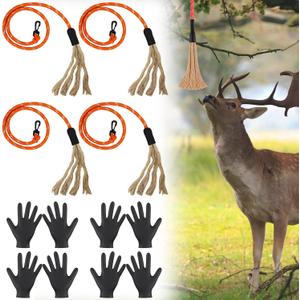 SATINIOR 3 Feet Scent Rope for Deer Hunting Include Mock Scrape System Hemp Drag Rag with Reflective Rope Rotating Clamp and Gloves Hangs Anywhere for Hunting Accessories Hunter Gifts