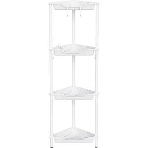 Orimade Rustproof 4 Tier Floor Standing Corner Shower Caddy Organizer, Plastic Metal Splicing Floor Corner Shelf Rack Storage Stands for Bathroom, Marble