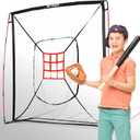 NET PLAYZ 7' x 7' Baseball & Softball Practice Hitting & Pitching Net Similar to Bow Frame, Great for All Skill Levels, Pop up/Easy Fold up/Fiberglass Frame, Light Weight, Portable, Black (NOC05140)