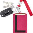 Aiyo Fashion Women Small Wristlet Keychain Wallet Slim Minimalist Lanyard Card Case Holder ID Case Wallet with Detachable Keychain Wristlet (A-Red)