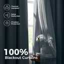 100% Blackout Curtains for Bedroom, Double Layer Blue Curtains, Black Out Curtain 84 inch Long with Sheer Overlay for Living Room, Room Darkening Window Drapes with Grommet, 52" W x 84" L