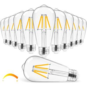 Hizashi Edison Bulbs 40 Watt LED Dimmable, E26 LED Bulb 2700K Warm White, ST58/ST19 Vintage Light Bulbs, UL Listed, 4W 450lm 95+CRI E26 Base, Clear Glass, Pack of 12