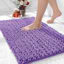 Bathroom Rugs Non Slip Washable 32x20, Extra Thick Soft Chenille Absorbent Bath Mat, High Density Barrier Non Slip Backing, Quick Dry Plush Shaggy Floor Carpet for Tub&Shower, Purple