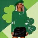 St Patricks Day Shirt for Women Lucky Shamrock T-Shirt Long Sleeve Irish Clover Heart Tee Top (XX-Large, Green4)