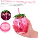 Cabilock Luminous Pineapple Beverage Cups Set of 3 with Led Light for Party Bar Birthday Plastic Drinkware 3.34X4.8 Inches (Pink strawberry)