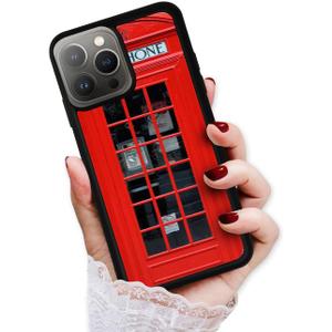for iPhone 15 Pro, Durable Protective Soft Back Case Phone Cover, HOT12016 British UK Red Phone Booth 12016