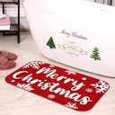 Tinideya Christmas Bathroom Rug 20"x 32" Xmas Bath Mat Red Xmas Bathroom Decor Reindeer Tree Snowflake Bath Mat Non Slip Absorbent Microfiber Washable Soft Holiday Shower Rug(Merry Christmas)