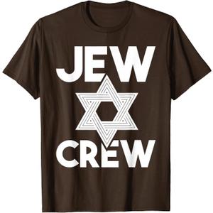 Jew Crew - Jews Jewish Hebrew Israel Israelite Star of David T-Shirt (Brown, XL)
