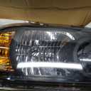 Headlight Assembly Compatible with Toyota Highlander 2004 2005 2006 2007 Halogen Type, OE-Style Headlamp Replacement Without Bulbs for 81130-48280 81170-48280, Black Housing Amber Reflector