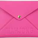 Vegan Leather Mahjong Card Sleeve Holder, Fits Most Mahjong Cards, Line Readers & Shuffler Cards, Gift Box Included, Perfect Mah jong Gift & Accessories for Men Women (HOT PINK, 8.6 * 6.3 IN)