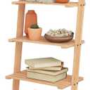 5-Tier Ladder Shelf - 50-Inch Narrow Leaning Bookshelf - Wooden Bookcase for Living Room, Bathroom, Kitchen, Office, or Bedroom Furniture by Lavish Home (Oak)