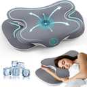 JINXIA Cervical Neck Pillow for Neck and Shoulder, Odorless Memory Foam Pillow with Soft Silk Cover, Ergonomic Orthopedic Neck Support Pillow for Side, Back & Sto4566