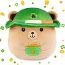 St Patricks Day Teddy Bear Stuffed Animal,8 Inch St Patrick's Day Plush with Green Hat and Golden Can, Cute and Soft Teddy Bear Plush Toy Gifts for Kids,Home Party Irish Decorations