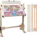 Needlework Table and Adjustable Embroidery Stand, Cross Stitch Hoop Stand, Beech Wood Tapestry Cross Stitch Embroidery Frame Holder(54.5x41.6 cm (21.5" x 16.3")) and(112.5x41.6 cm (44.3" x 16.3"))