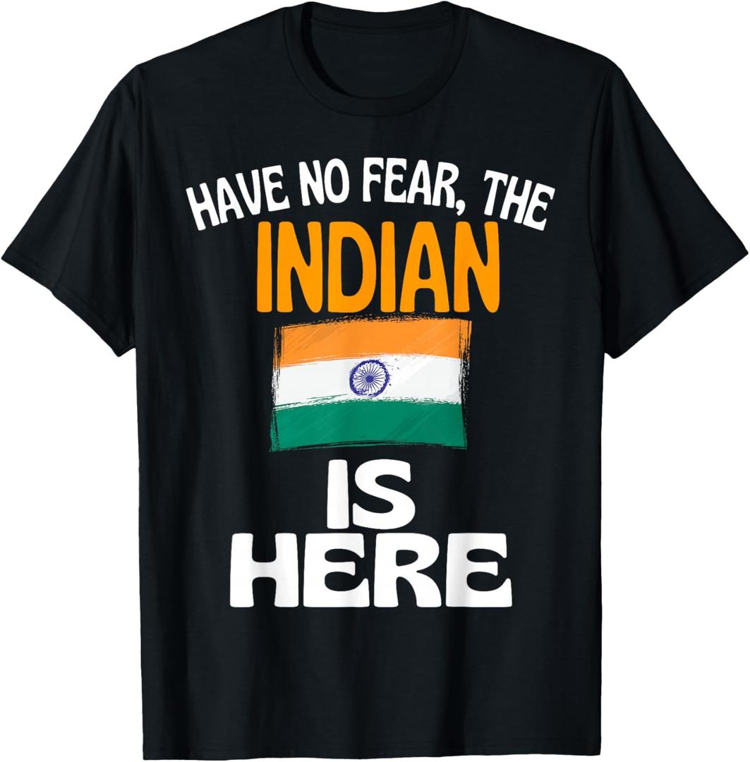 Have No Fear The Indian is Here Funny India T-Shirt, Large Size
