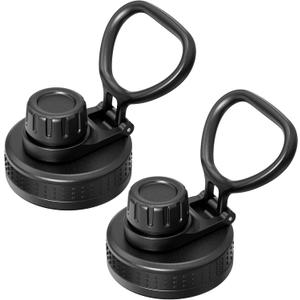 Replacement Lid Fits for Hydro Flask Wide Mouth, Spout Lid for Hydroflask 12 16 18 20 32 40 64oz Wide Mouth Water Bottles, BPA Free (Black 2 Pack)
