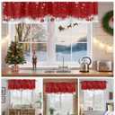 Christmas Valance Curtains Christmas Balls Christmas Kitchen Curtains Window Treatment Holiday Decor Winter Snowflakes Red Rod Pocket Valances for Kitchen Bathroom Living Room 54x18 Inch, 1 Panel