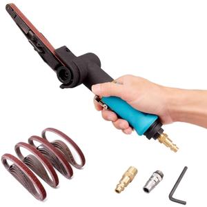 Pneumatic Tool Air Belt Sander,1/4" Air Inlet,Air Belt Sander (3/8" x 13") with 12pc Belts (#40#6080#120#),3/8" Air Belt Grinder For Aluminium, Iron, Steel And Etc. Metal Polishing