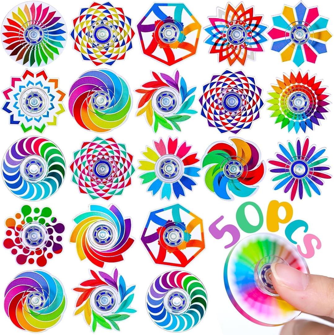 50 Pack Fidget Spinner for Kids Mini Sensory Fidget Toys Bulk Adults Kid with Autism ADHD, Classroom Prizes Treasure Prizes Box Toys for Classroom Pinata Stuffers Anxiety Stress Relief Fidgets Bulk