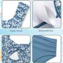 Girls Tankini Swimsuit 2 Piece Bathing Suit Twist Cross Back Cutout Swim Tank Top Floral Print Swimwear for 13-14Y