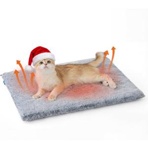 Bedsure Self Warming Cat Bed, Extra Warm Self Heating Mat for Cats & Dogs Non Electric, Anti-Slip Small Thermal Pet Pad Indoor with Removable Washable Cover, 24" x 18",Grey