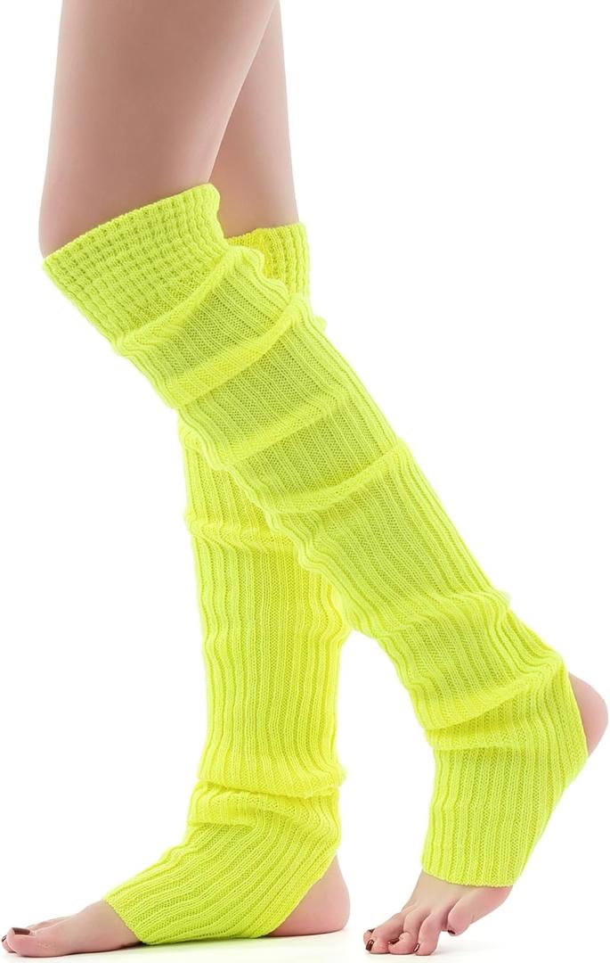 VIBILIA 31.5 Inch Leg Warmers Thigh High Socks Non-Slip Over Knee Footless Extra Long Warm Winter Socks for Women Dance Yoga (Yellow)