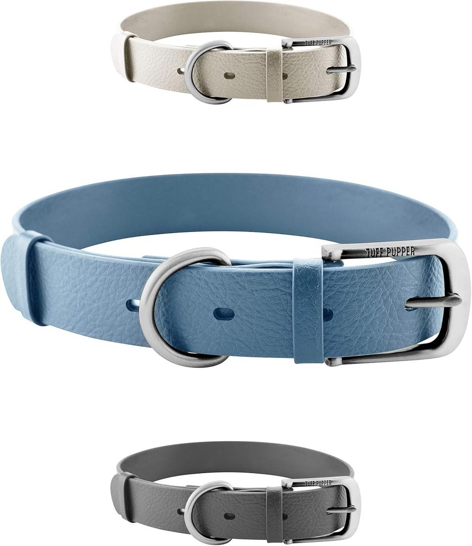 Tuff Pupper Classic Heavy Duty Dog Collar | 10x Stronger Than Leather | 100% Waterproof & Odor Proof Dog Collar | Tough Rust-Proof All Metal Hardware Small (12-15" Neck) (Sky Blue)