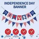 5 x Patriotic Banner 4th of July Decorations, Stars and Stripes Flag Bunting Garland USA Triangle Banner for Fourth of July Independence Memorial Day Party Supplies (Red White Blue)