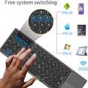 Foldable Bluetooth Keyboard,Wireless Portable Keyboard with touchpad,Rechargeable Pocket-Size Folding Travel Keyboard for iOS,Android,Windows Devices-Space Gray