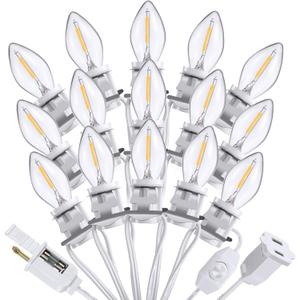 Meonum 15 LED Bulbs Accessory Extension Cord, End to End Connectable Blow Mold Light Cord with Adjustable Dimmer Switch, Replacement Lamp Kit for Ceramic Houses, Halloween & Christmas Village Decor