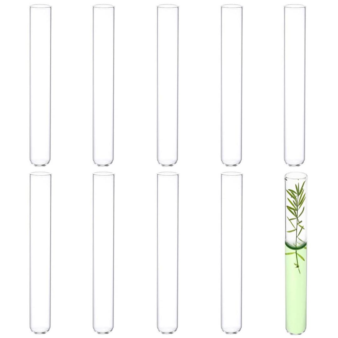 10pcs 110ml Borosilicate Glass Round Bottom Test Tubes, 30mmx200mm Clear Glass Test Tubes for Scientific Experiments, Decorations, Plant Propagation and Holiday Gifts