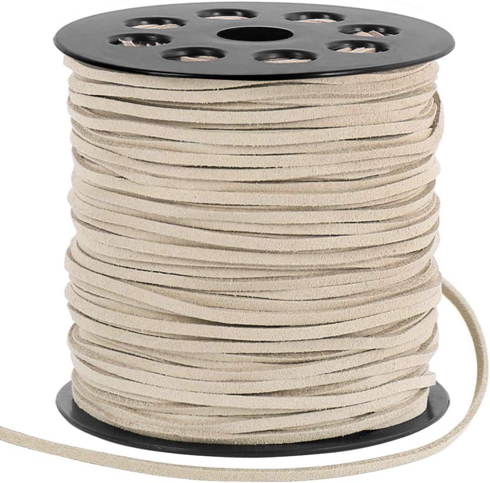 Tenn Well 2.6mm Suede Cord, 100 Yards Flat Faux Leather Cord String for Necklaces, Bracelets, Jewelry Making, Beading and DIY Crafts (Ivory)