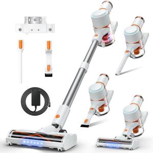 Cordless Vacuum Cleaner, Stick Vacuum with LED Touch Screen, 45KPA Powerful Suction, Up to 60 Mins Runtime, 7-Stage HEPA Filter, V-shaped Anti-Tangle Brush, Vacuum for Carpet, Hard Floor, Pet Hair, used, dirty