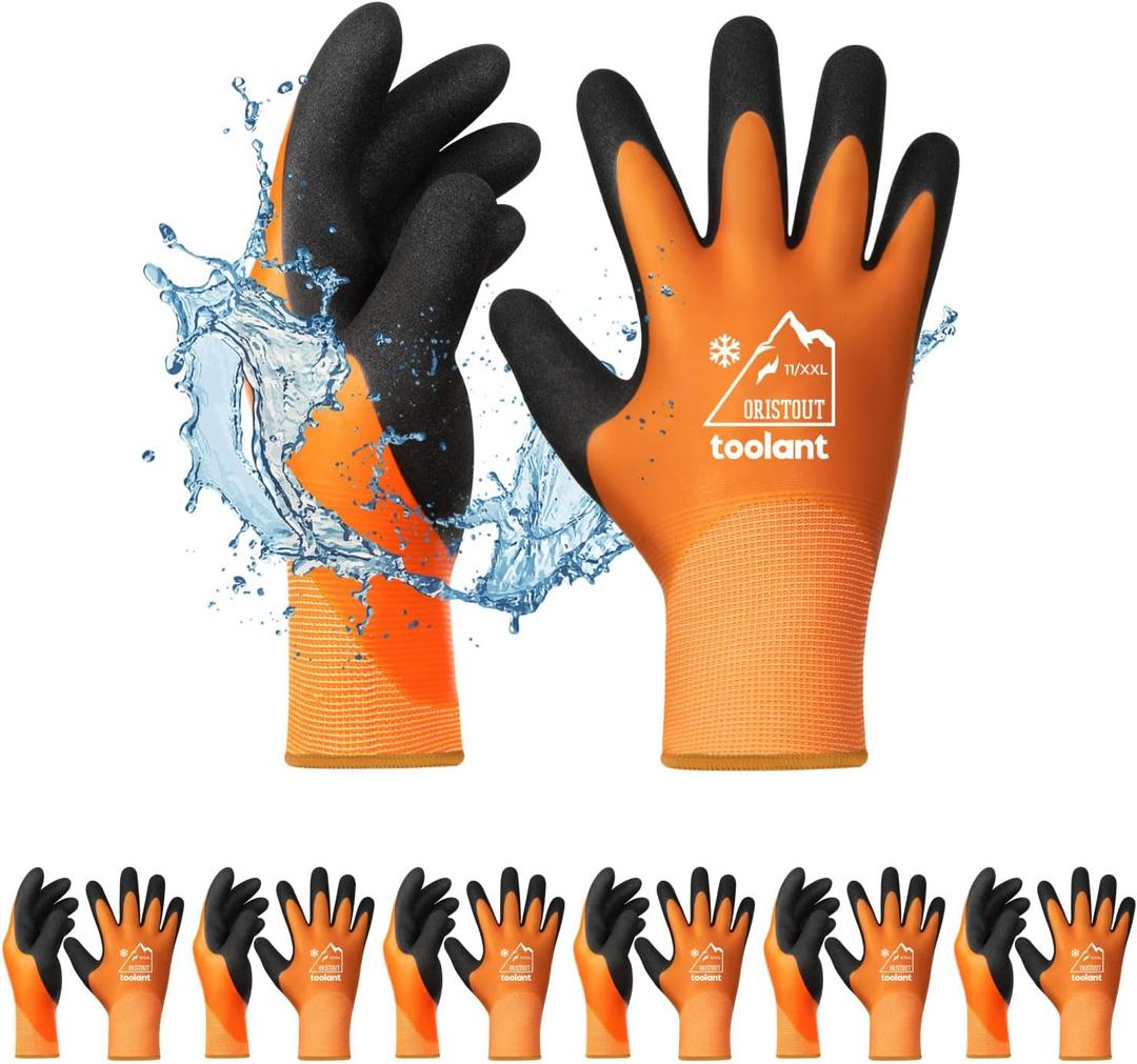 Waterproof Winter Work Gloves for Men and Women, Touchscreen, Freezer Gloves, Thermal Insulated, for Cold Weather (X-Large, Orange)